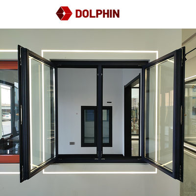 White Aluminum Frame Casement Windows Tempered Glass Swing Open Style