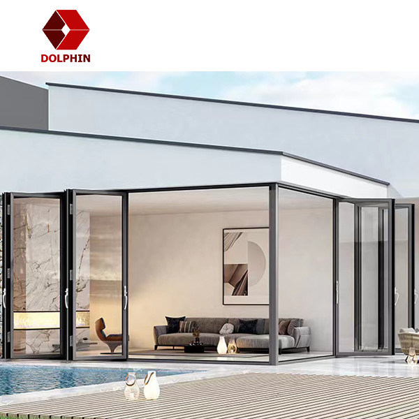 Balcony Aluminium Folding Door Powder Coating High Track Bi Fold Doors